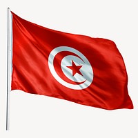 Waving Tunisia flag, national symbol graphic