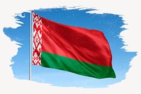 Waving Belarus flag, brush stroke, national symbol graphic