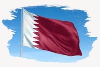 Waving Qatar flag, brush stroke, national symbol graphic