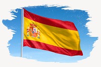Waving Spain flag, brush stroke, national symbol graphic