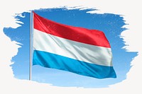Waving Luxembourg flag, brush stroke, national symbol graphic