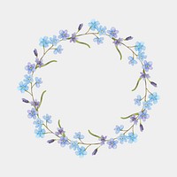 Watercolor floral wreath vector drawing clipart