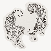 Tiger sticker, animal illustration clipart