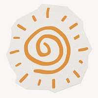 Sun doodle clipart sticker, paper craft collage element