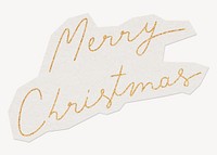 Merry Christmas word typography sticker, paper craft collage element