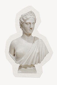 Greek goddess statue sticker collage element, paper craft clipart