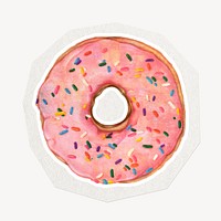 Donut dessert clipart sticker, paper craft collage element