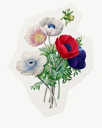 Flower bouquet sticker, watercolor illustration