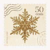 Ornament postage stamp, gold snowflake