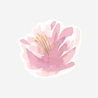 Pink floral vector watercolor decorative sticker