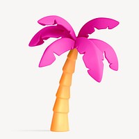 Pink coconut tree collage element, 3D summer design psd