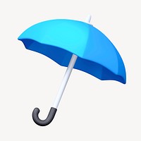 Blue umbrella collage element, 3D summer design psd