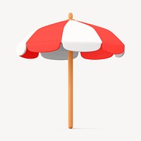 Red beach umbrella collage element, 3D summer design psd