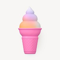 Aesthetic ice cream collage element, 3D summer design psd