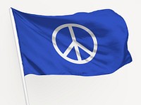 Waving blue flag, peace sign graphic