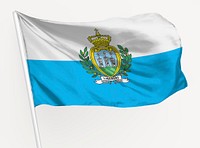 Waving San Marino flag, national symbol graphic