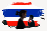 Thailand flag brush stroke, silhouette people
