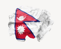 Nepal flag on crumpled paper, national symbol graphic