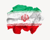 Iran flag on crumpled paper, national symbol graphic