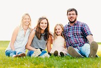 Happy family photo on white background