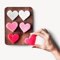 Heart cookies sticker, Valentine's dessert image psd