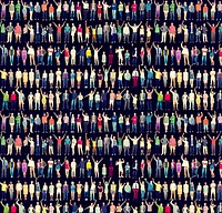 Group of diverse people standing in a row with full body