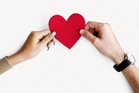 Couple hands holding heart, love isolated image