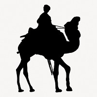 Camel rider silhouette, Egyptian transportation image