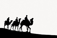 Three wise men background, Biblical Magi silhouette border