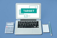 Business goals target process on laptop