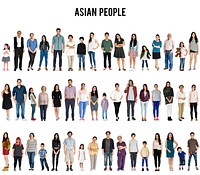 Group of Asian People Set Studio Isolated