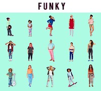Diverse of Funky People Lifestyle Studio Isolated