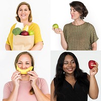 Set of portraits with health concepts