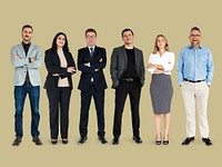 Diverse Business People Set Gesture Studio Isolated