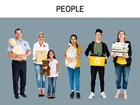 Diversity People Set Gesture Standing Together Studio Isolated