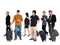 Diversity People Travel Luggage Studio Isolated
