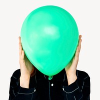 Woman holding balloon isolated image psd