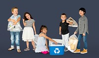 Diverse Group Of Kids Recycling Garbage