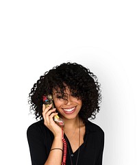 African descent woman talking by phone