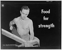 Workers like this are turning out ships and planes, and we must grow food for them. Look at those muscles! Good food makes strong men, and strong men make a strong nation. Sourced from the Library of Congress.