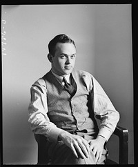 Hightstown, New Jersey. Portrait of a U.S. Resettlement Administration official associated with the Jersey homesteads project at Hightstown. Sourced from the Library of Congress.