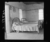 In this single-room house on these two beds sleep the mother, three sisters and the brothers (six altogether). Great Western Sugar Company's beet sugar workers' colony at Hudson, Colorado. Sourced from the Library of Congress.