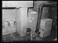 Lancaster County, Pennsylvania. The heating plant for the chicken house, and moisturater to keep the eggs fresh on the Enos Royer farm. Sourced from the Library of Congress.