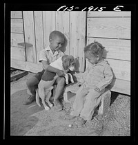 Newport News, Virginia. Two children of a  shipyard worker at his rural home. Sourced from the Library of Congress.