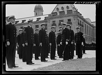 [Untitled photo, possibly related to: U.S. Naval Academy, Annapolis, Maryland. Midshipmen in formation]. Sourced from the Library of Congress.