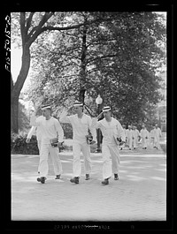 U.S. Naval Academy, Annapolis, Maryland. Midshipmen saluting. Sourced from the Library of Congress.