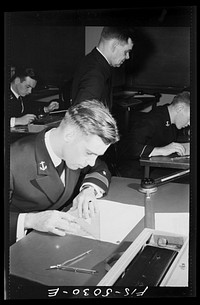 U.S. Naval Academy, Annapolis, Maryland. A regimental commander studying. Sourced from the Library of Congress.