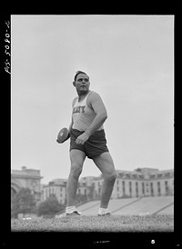 U.S. Naval Academy, Annapolis, Maryland. Throwing a disc. Sourced from the Library of Congress.