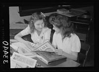 Keysville, Virginia. Randolph Henry High School. Social studies class. Students study in groups of six or eight, each group picking own subject. Sourced from the Library of Congress.