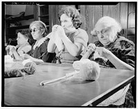 New York, New York. Women knitting at the Lighthouse, an institution for the blind, at 111 East Fifty-ninth Street. Sourced from the Library of Congress.